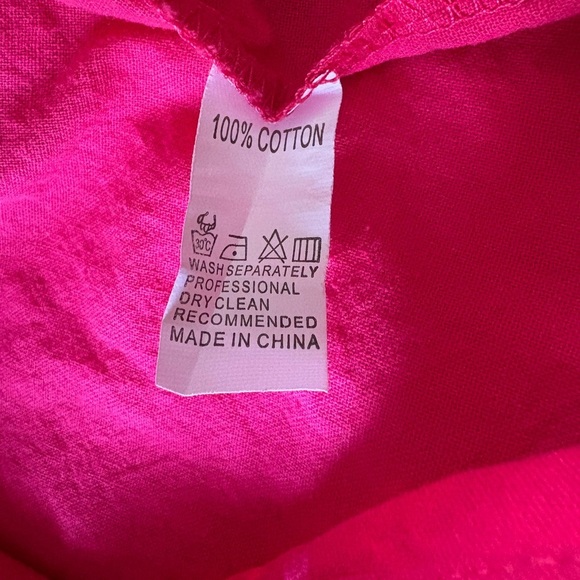 Every Day V-Neck Vibrant Pink Tiered Cotton Dress Size: Large - Picture 9 of 9